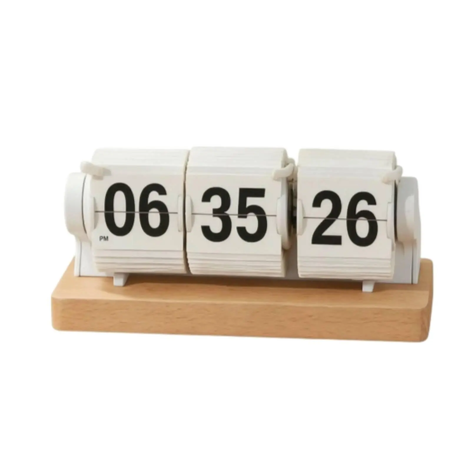 Desktop Flip Clock Hinged Cards Tabletop Timer Clock Decorative Clock Black and White Desk Decor