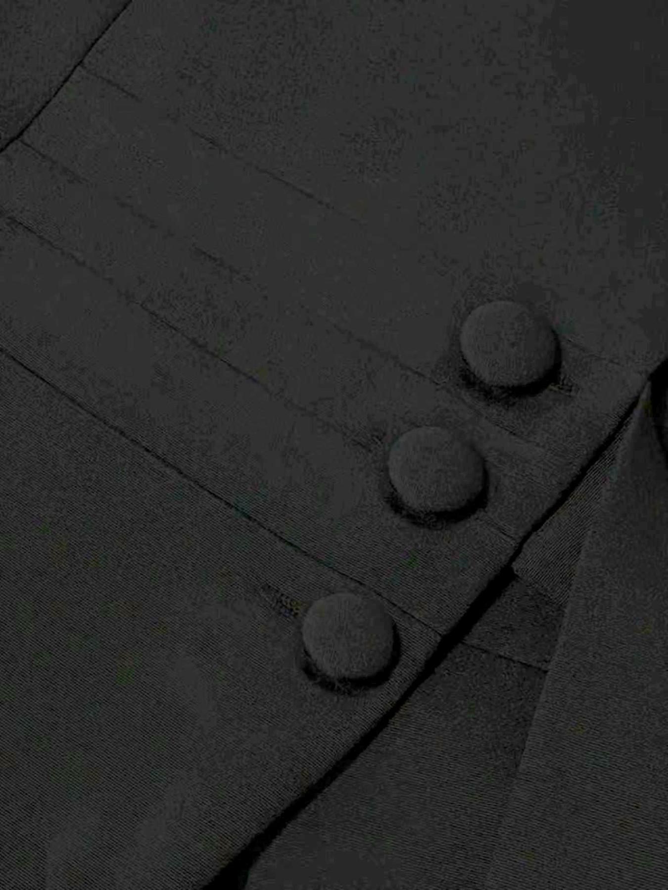 Elegant Formal Office Style Blazer Vest for Women, Fitted Vest Blazer, Sleeveless Notched Lapel, Waist Cinch, Side Bow Tie, Three Button, Slim Fit, Office Outerwear