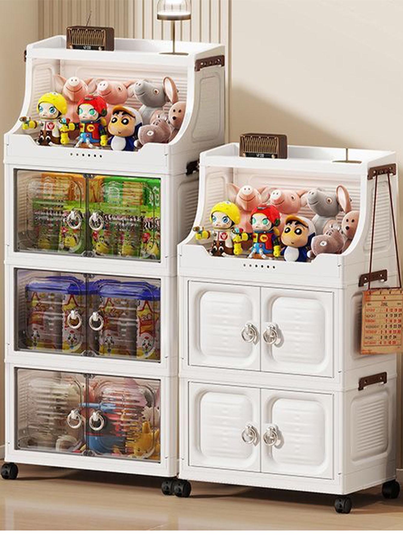 Foldable Storage Cabinet, Multi-Layer Home Bedroom Clothes Organizer, No Installation Living Room Plastic Shelf, Durable & Space-Saving Design, Drawers