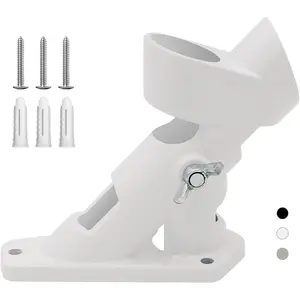 Flag Pole Holder for Outside House, 1.2~1.3 inch Diameter Aluminum Flag Pole Holder, 1.25 (1 1/4) Inch Flag Pole Bracket, 2-Position Flag Pole Mount (White)