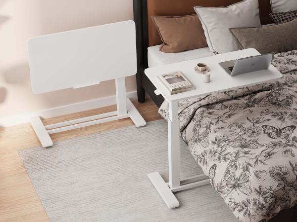 【TikTokShopBlackFriday】FLEXISPOT Mobile Adjustable Overbed Table, Bedside Standing Desk with Wheels, Rolling Laptop & Computer Cart, Portable Workstation for Home, Office, Bedroom, Hospital, Dorm, with Tiltable & Foldable Options