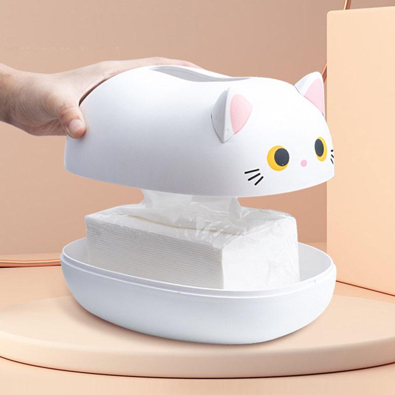 Kawaii Cat Paper Towel Holder, Kitchen Napkin Storage Box, Toilet Paper Dispenser, Desktop Hygiene Rack, Home Decor Accessory