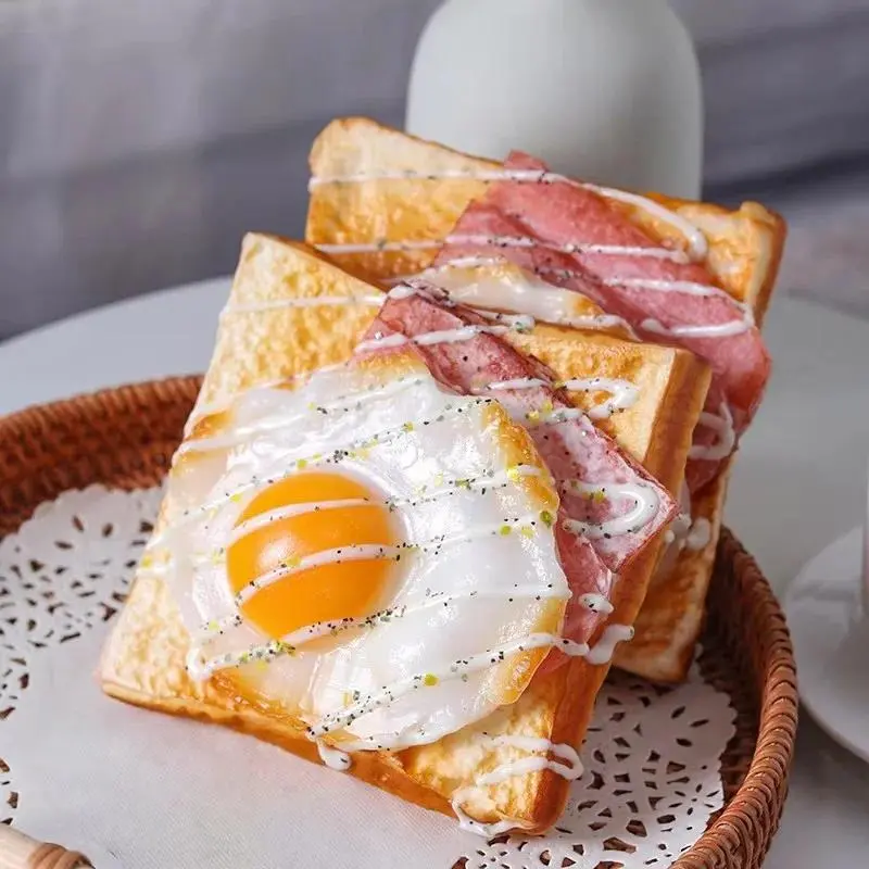1PC Artificial Egg on Toast Fake Food Prop - DIY Specialty Supply, Food Simulation Model for Photography & Tea Table Decoration FCYY-067