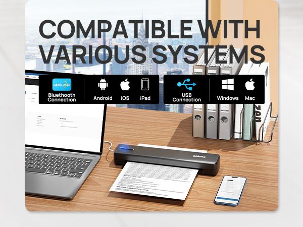 Inkless Portable Printer – Wireless Bluetooth Thermal Printer for Travel & Mobile Use, Compatible with iOS, Android, Laptop, Supports 8.5"x11" US Letter & A4 Paper, No Ink Needed deal for Office & Home