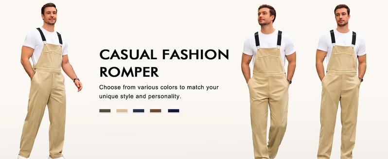 Runcati Mens Corduroy Bib Overalls Casual Adjujstable Strap Workwear Fashion Fall Winter Loose Fit Jumpsuit