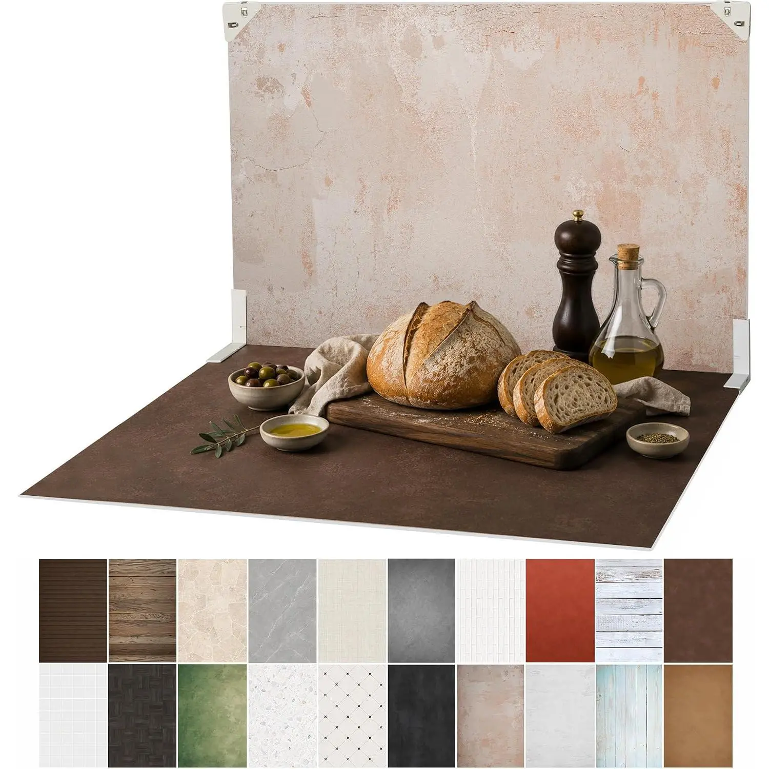 Yoocheese Laminated Paper Food Photography Backdrop Kit, 23x17.5in Wipe-Clean Camera Accessory - Larger Shooting Area for Small/Medium Products, Food Flat Lays - For Bloggers
