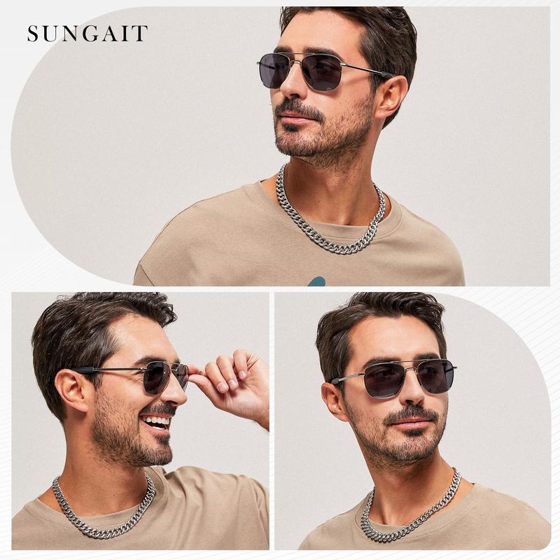 SUNGAIT Men's Military Polarized Aviator Sunglasses UV400 Protection Unisex HD Lens Bayonet Temples for Outdoor Activities