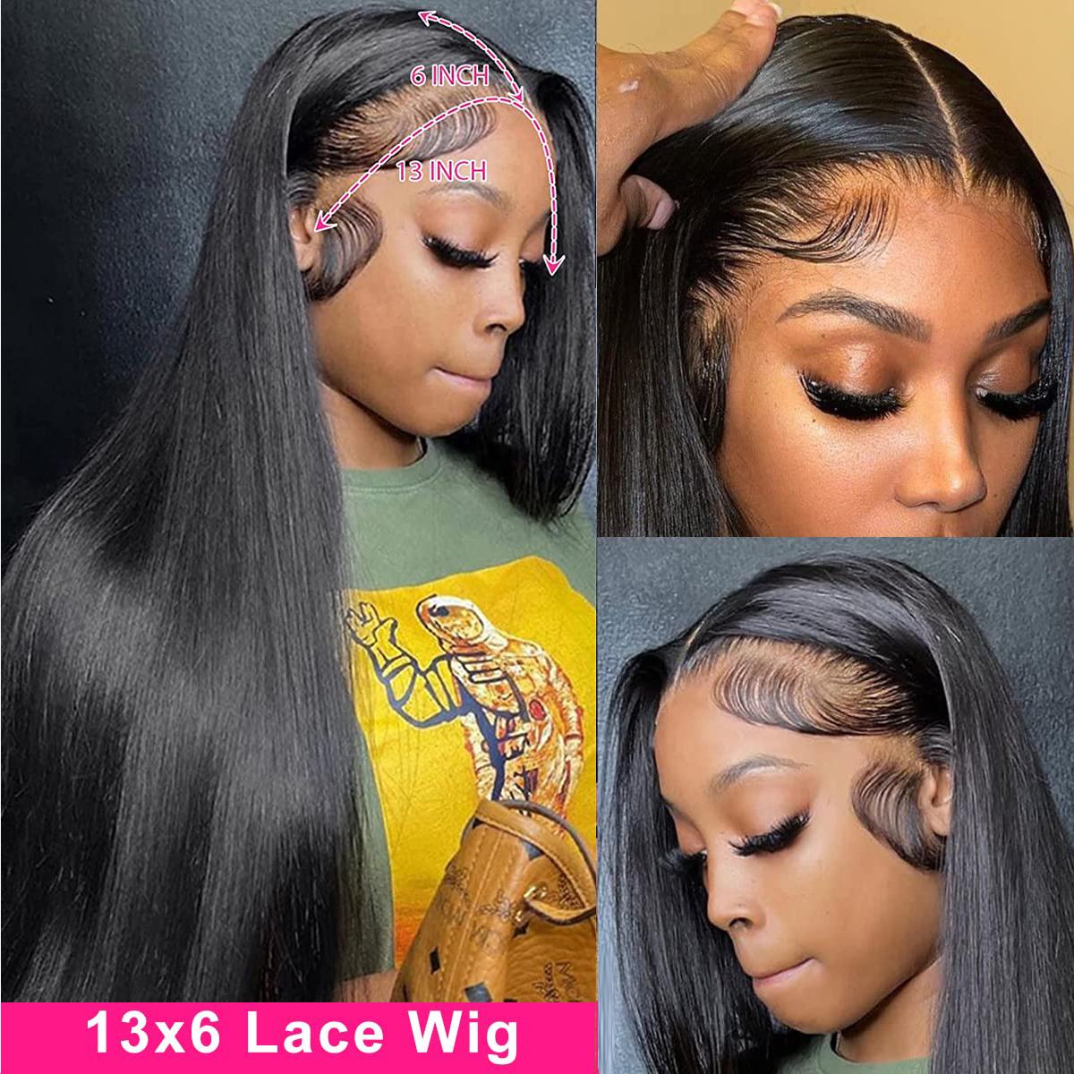 Brazilian 13x6 Lace Front Wigs Human Hair Straight For Women Pre Plucked 13x6 HD Transparent Lace Frontal Wig Natural Hair Line 180% Density TikTokShopBlackFriday