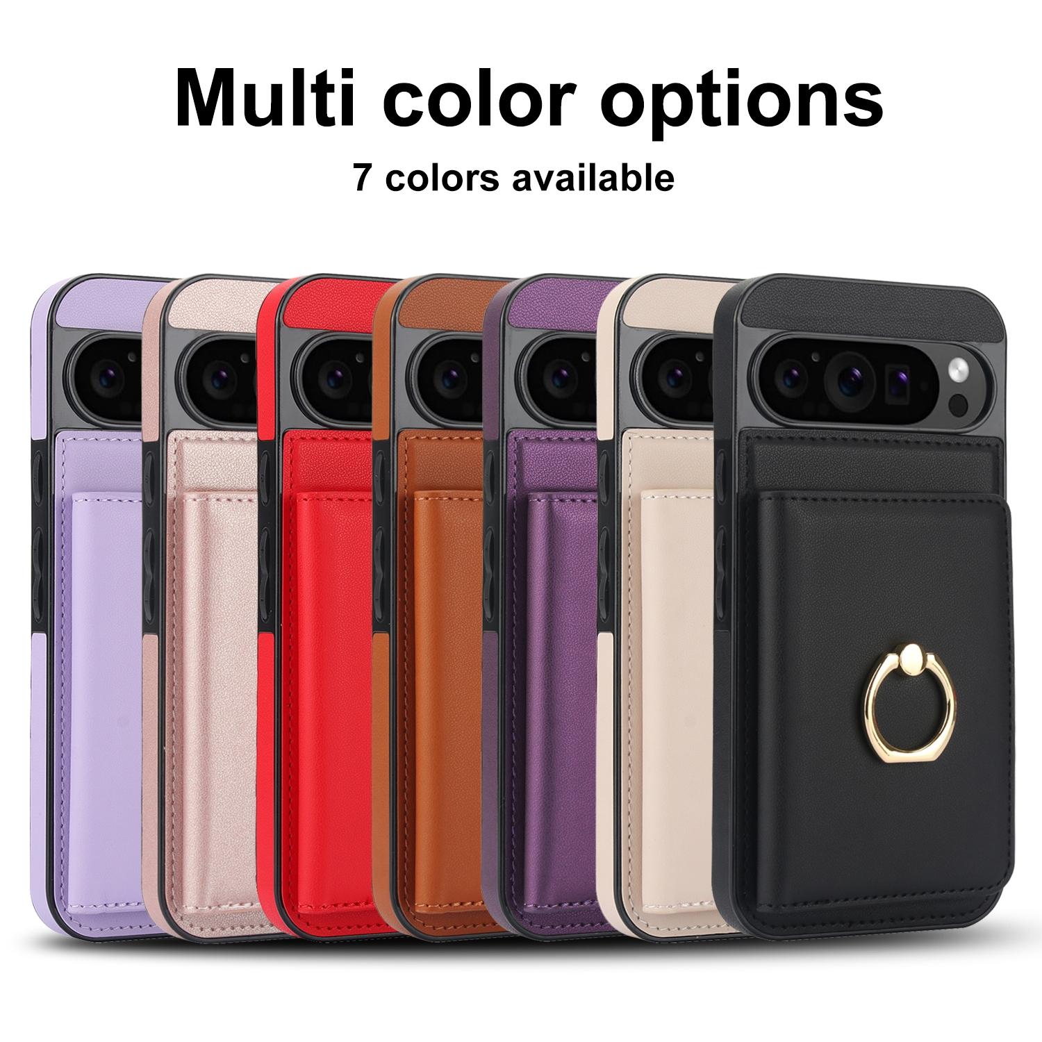 Wallet PU Leather Card Slot Case Cover for Google Pixel 10 Pro Xl/9 Pro Xl/8 Pro, Ring Holder Stand, Elegant Phone Accessory, High-Quality Durable Material