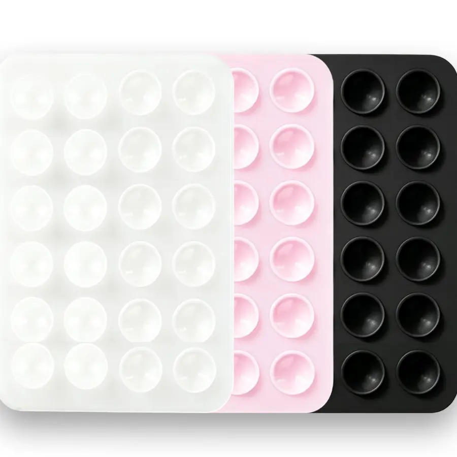 Silicone White Pink Black Suction Cup Holder 2 PCS Double Sided Phone Suction Pad Sticky Phone Case For Wall Hands-Free Fidget Toy Mirror Shower Suction Cup Holder For Car Mobile Power Supplies Spring Gift