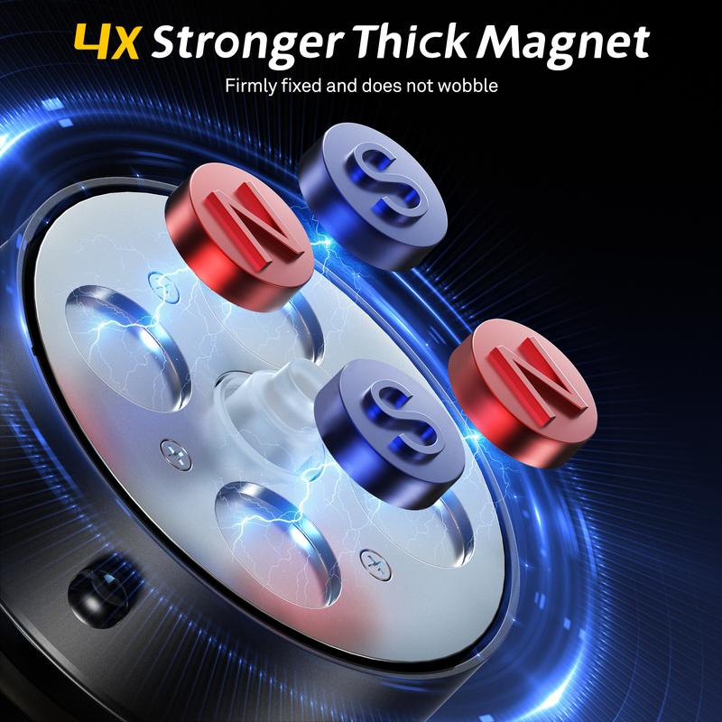 360° Rotatable Car Magnetic Phone Holder, Electric Suction Cup Vacuum Magnetic Phone Holder, Car Navigation Holder, for Windshield, Dashboard, Kitchen, Bedroom, Office, Gym, Mirror, Glass, Screens, Wall Tiles, Compatible with Magsafe iPhone & Android