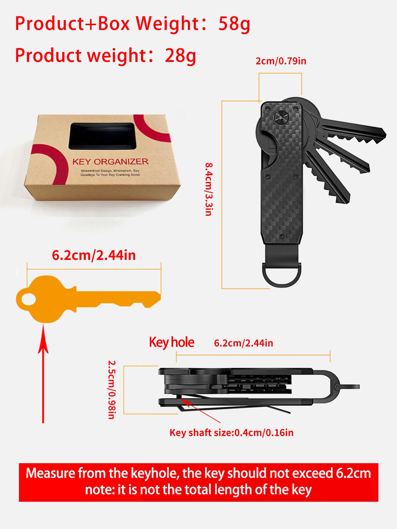 Minimalist Keychain, Heavy Duty Keychain - Compact Metal Key Storage Box With Screwdriver Carbon Fiber Pattern Unisex Key Clip Anti-Scratch Surface, Keys Sleek Light Slim, Durable Key Ring Holder With Gift Box, Gift For Friends, Family, Stylish Keychain