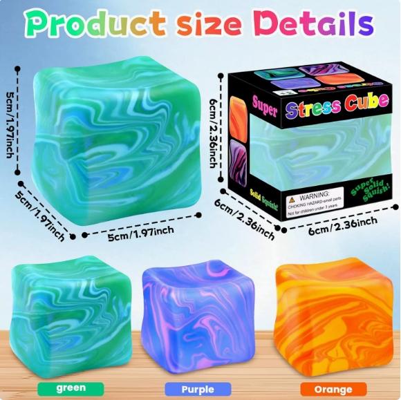 Square Gel Ice Cube Stress Ball, Decompression Squeeze, Squishy Cube, Soft Squeeze Squishies, Slow Rebound Compression Toy, Portable Office Fidget, Perfect for Party Gifts, Model 2411xy68