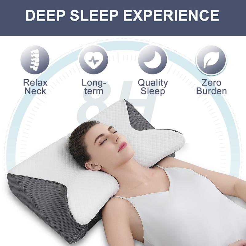 Two-way design with two different heights, ergonomic memory foam pillow for neck and shoulder relaxation, and contoured armrests for side and stomach sleepers. Great Christmas and Mother's Day gift.