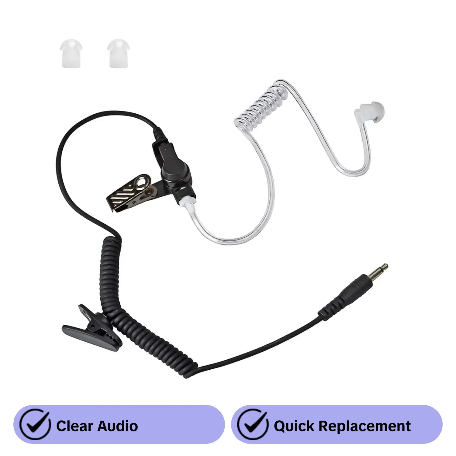 YNIBST 3.5mm Listen Only Surveillance Radio Earpiece with Acoustic Coil Tube Walkie Talkie Headset and 2 Replaceable Earbuds, Sturdy Noise Free, Compatible with Two-Way Radios, Transceivers and Radio Speaker Mics Jacks for Security, Police Use