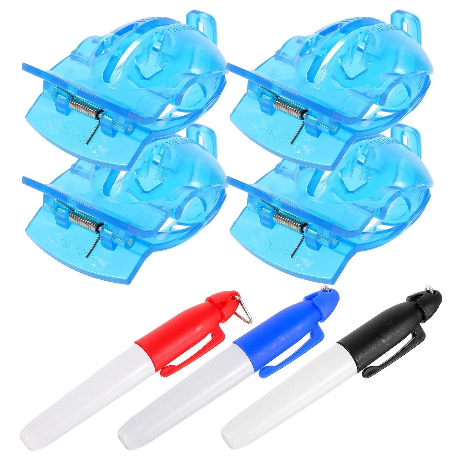 Golf Ball Line Alignment Tool Set, 4-Piece Golf Line Template, 3 Color Markers, Precision Putting Guide, Golf Training Accessories