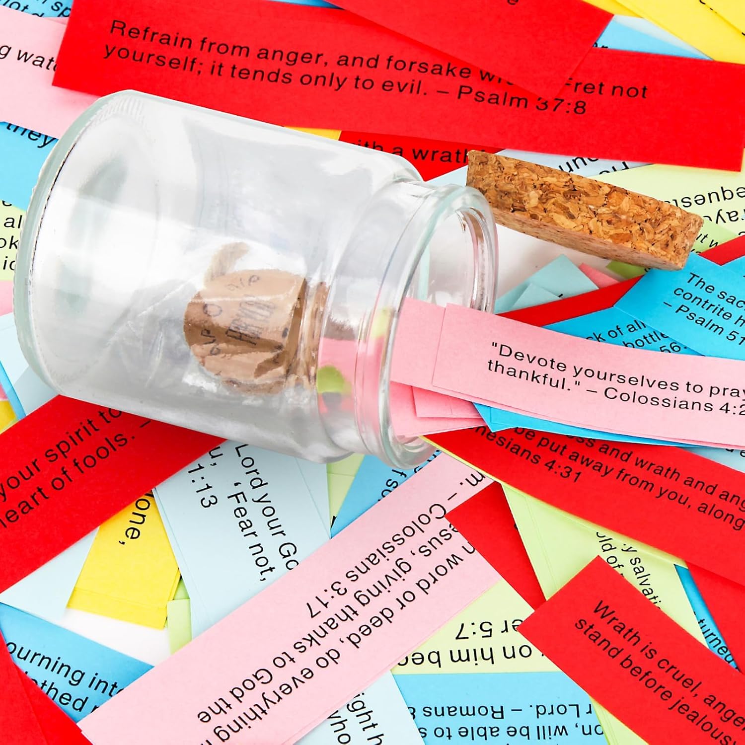 CRECHWA Read Me When Inspirational  Verse Jar with Encouraging Color-Coded Scriptures, Large Print English Verses Daily Inspiration, Christian Gifts & Prayer Jar for Everyone