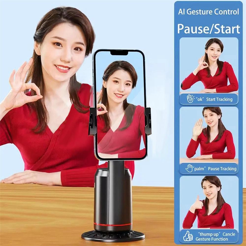 360° Rotating Cloud Mount Stabilizer Selfie Stick Tabletop Face Tracking Camera Tripod with Bluetooth-compatible Remote Shutter and Light Base