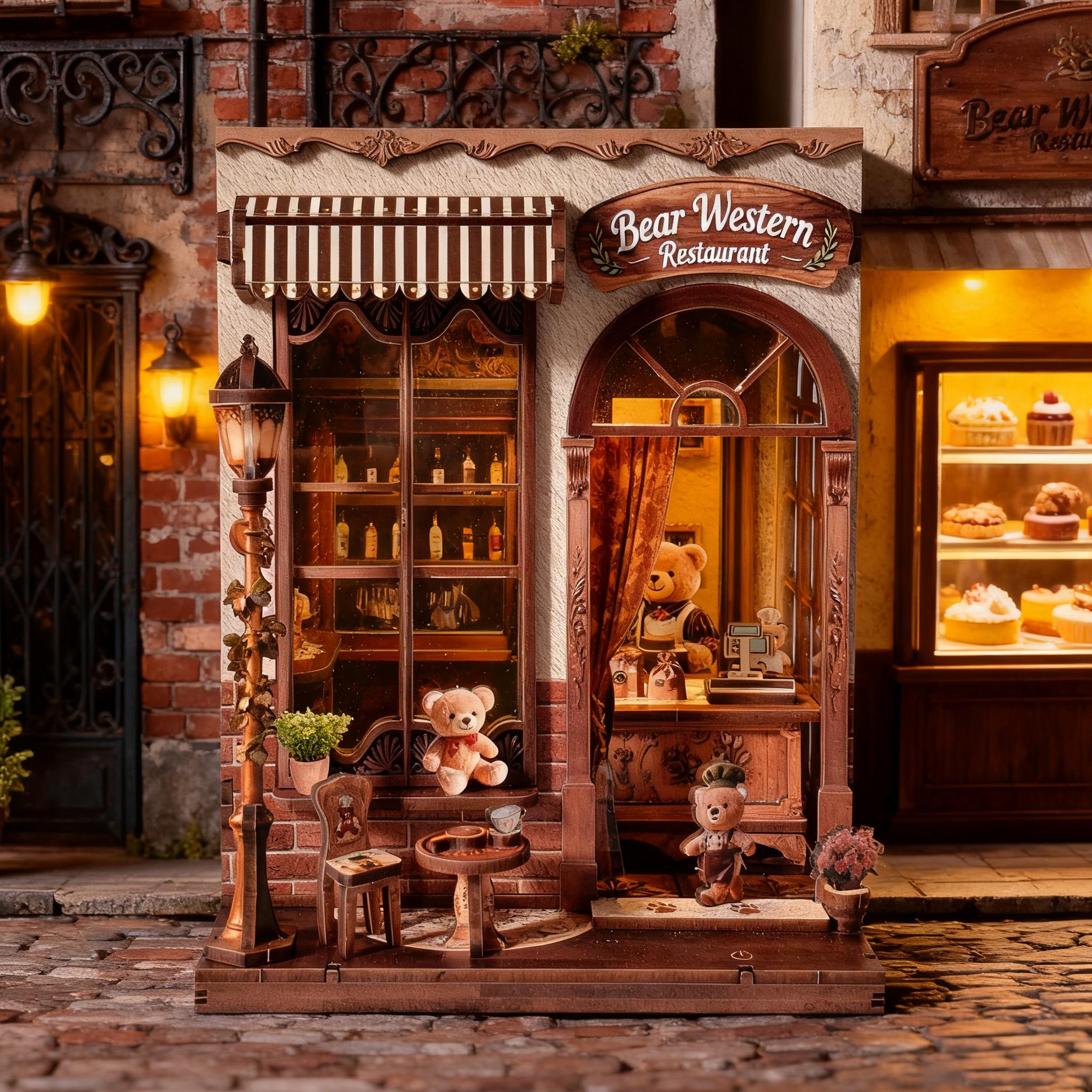 DIY House 3D Bookshelf Decoration Set, Handmade Model Kit, Perfect Gift for Birthdays & Holidays, No Batteries Required