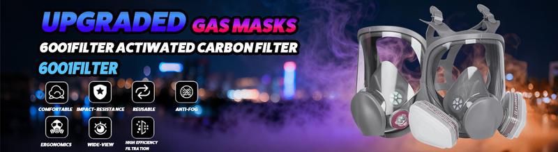 Full Face Respirator Gas Mask 6800 Reusable Military-Grade with 6001 & 2097 Filters for Nuclear Chemical Survival Spray Paint Welding Sanding black l