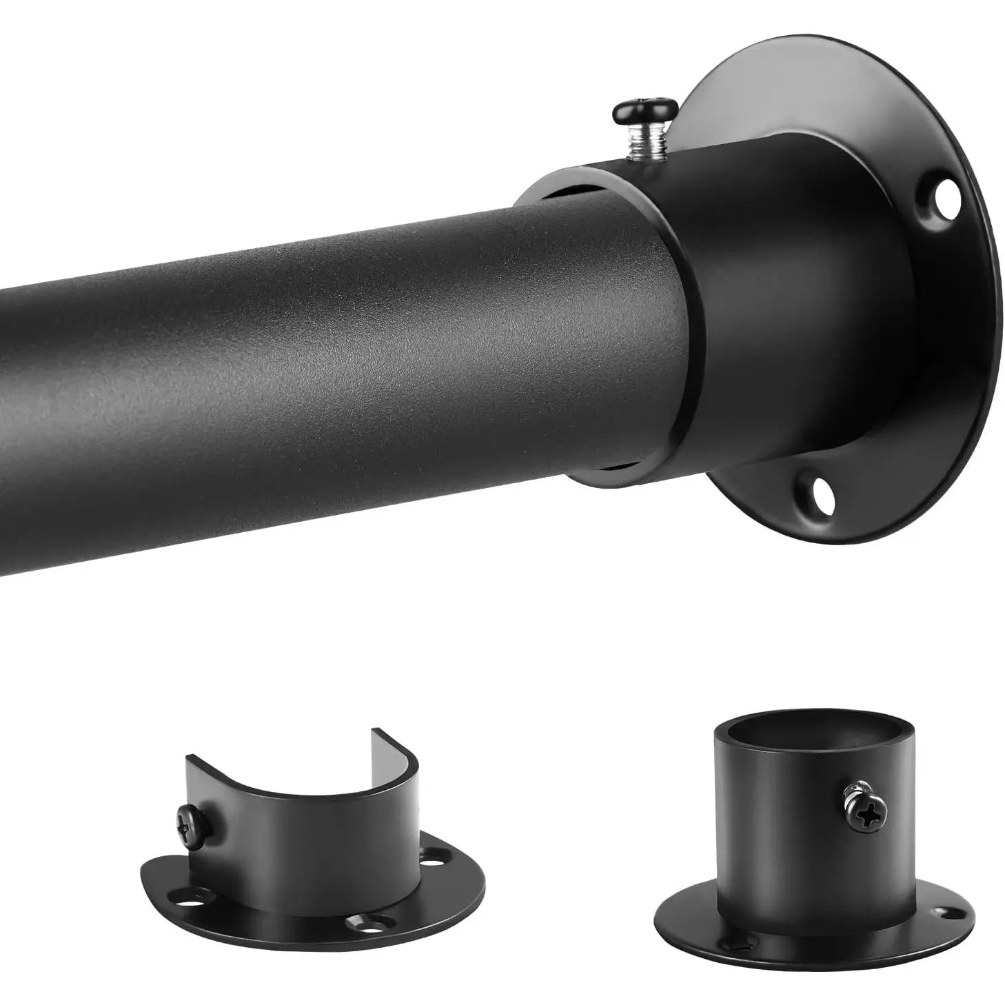 Closet Rod,17 to 51In Adjustable Heavy Duty Closet Rods for  Clothes | 1.3 Inch Diameter,Black Closet Poles for Wardrobes,Adjustable Metal Closet rod,Load-bearing 66BL