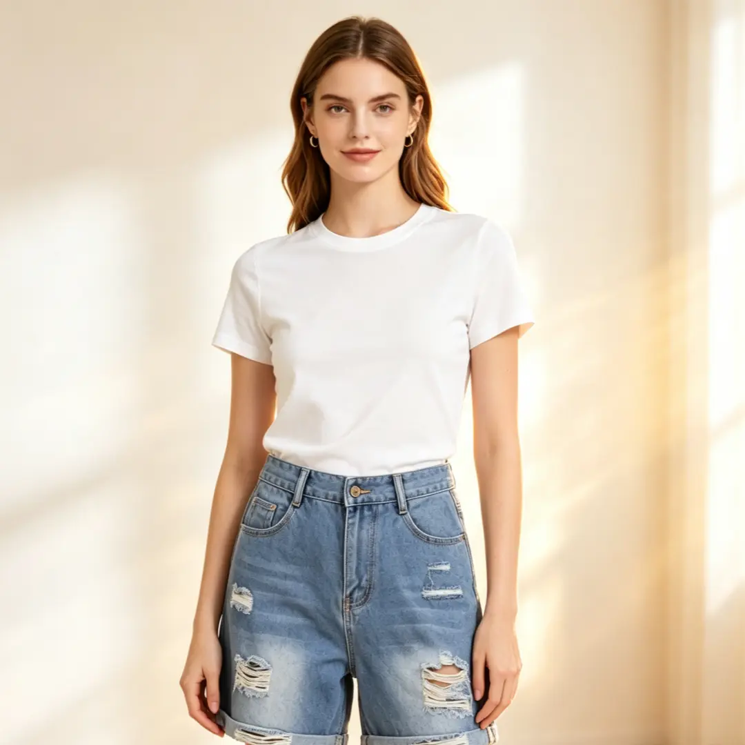 Women's High Waisted Denim Shorts Casual Ripped Summer Hot Short Jeans Frayed Distressed Jeans Shorts with Pockets
