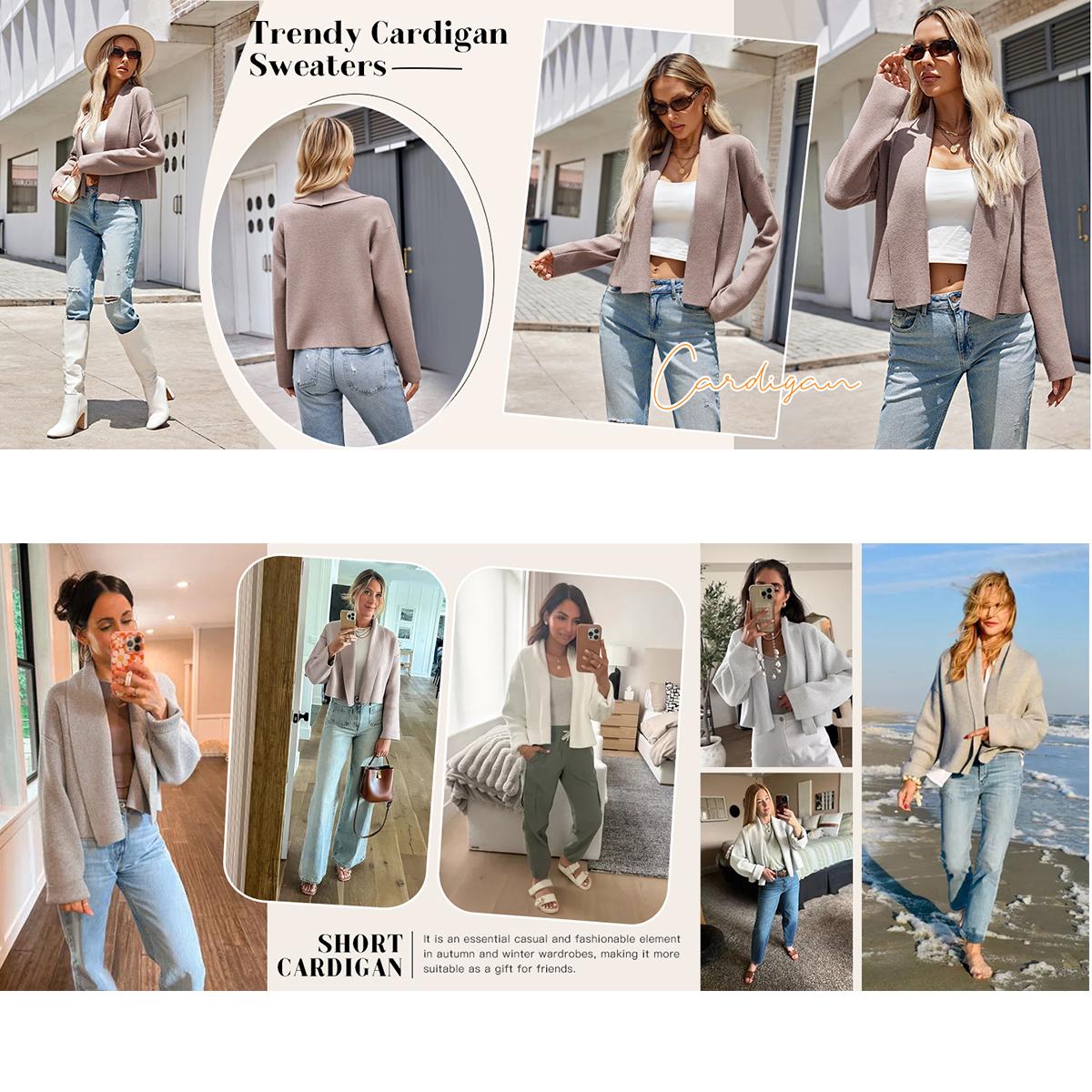 JovenPara Women's Cropped Cardigan Open Front Shawl Trendy Long Sleeve Sweater Jacket Soft Knitwear Basic Tops JovenPara Women's Cropped Cardigan Open Front Shawl Trendy Long Sleeve Sweater Jacket Soft Knitwear Basic Tops