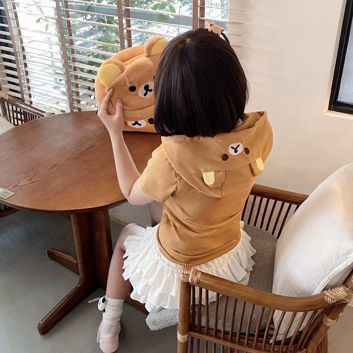 Spring Summer New Cute Bear Ears Zip Up Hoodie Japanese Sweet Girl Casual Loose Sweatshirt Women Cardigan Anime Hoodie Y2k Top
