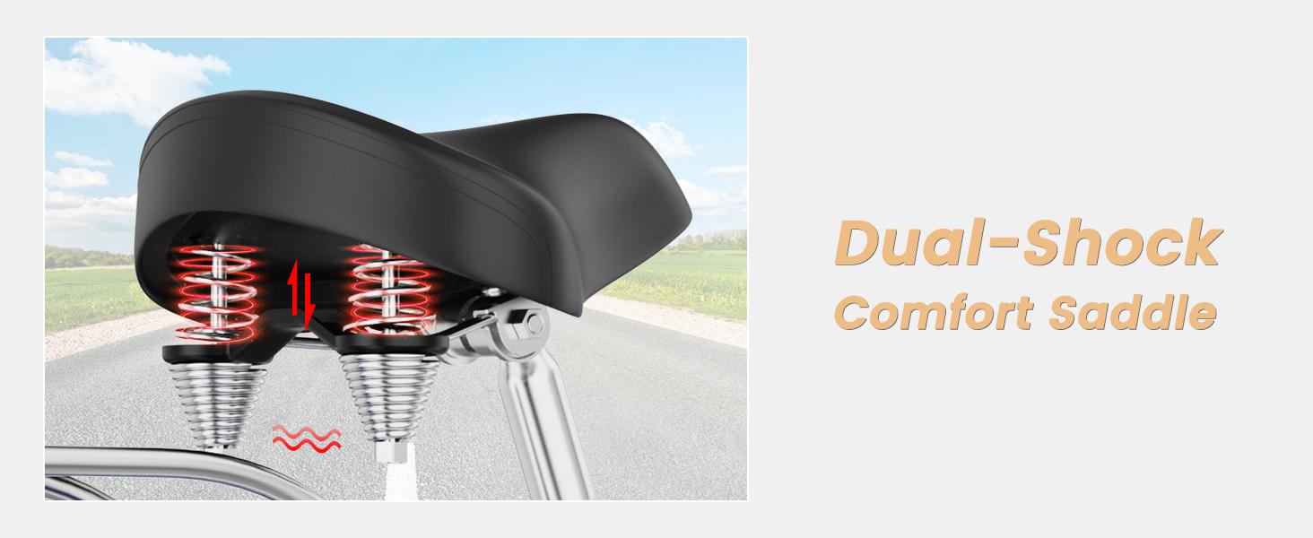 EOYOBIKE Beach Cruiser Bike for Women and Men, 24/26 Inch 7-Speed Adult Bicycle, Comfortable Step-Through Frame with Rear Rack, Classic City Cruiser