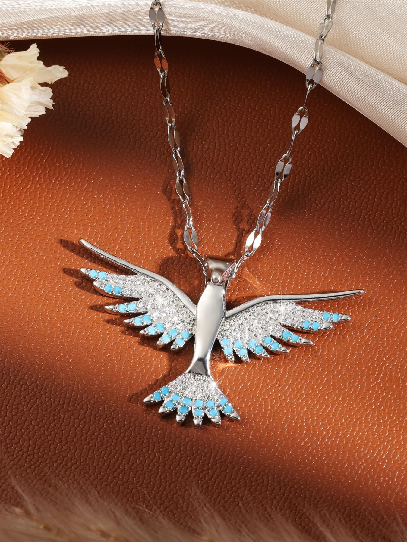 Elegant Full-Diamond Eagle Party Necklace for Women, Versatile High-End Collar Chain Jewelry, Trendy Lockbone Pendant Accessory