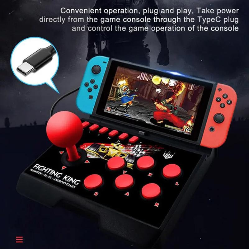 GAMINJA 4 in 1 Retro Arcade Joystick, Charging Station Turbo Fighting Stick Game Controller, Wired Rocker for PS3/Switch/PC/Android Games Console