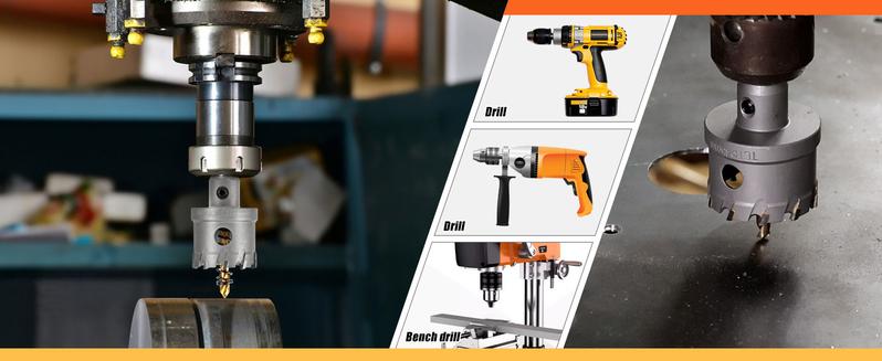 Carbide Hole Saw Kit for Metal TCT 5/8"-2-1/4" Inch Hole Cutter Set, for High Precision Cutting of Stainless Steel, Iron, Copper, Brass