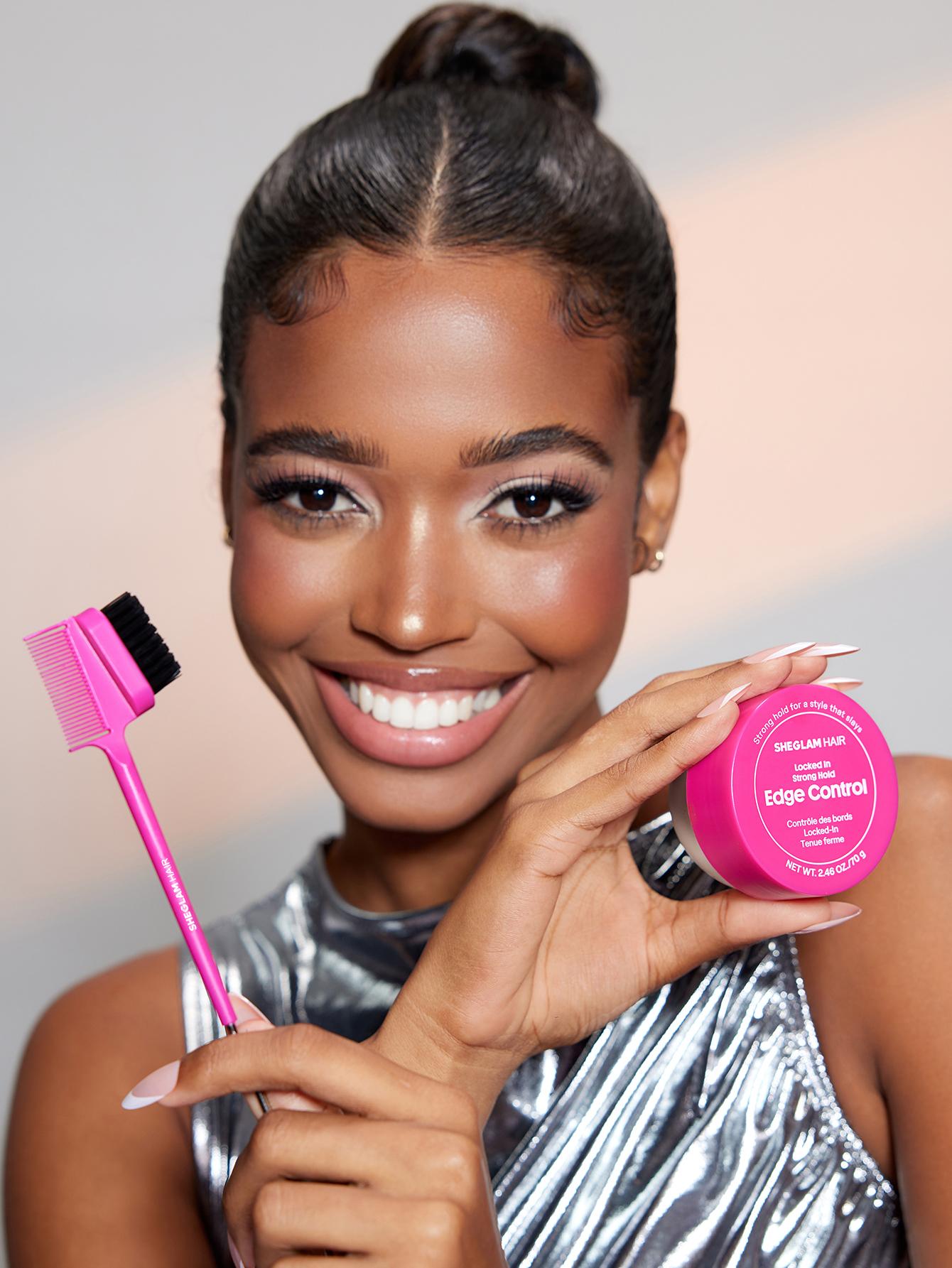 SHEGLAM HAIR Locked in Edge Bestie 3-In-1 Styling Tool,Hair Edge Brush With Tail Comb,Styling Brush,Smooth Baby Hairs,Part & Style,Multi-Use Styling Brush,Double Sided Control Hair Comb ,Lasting Hold For All-Day Wear-Effortlessbeauty-Hairhack