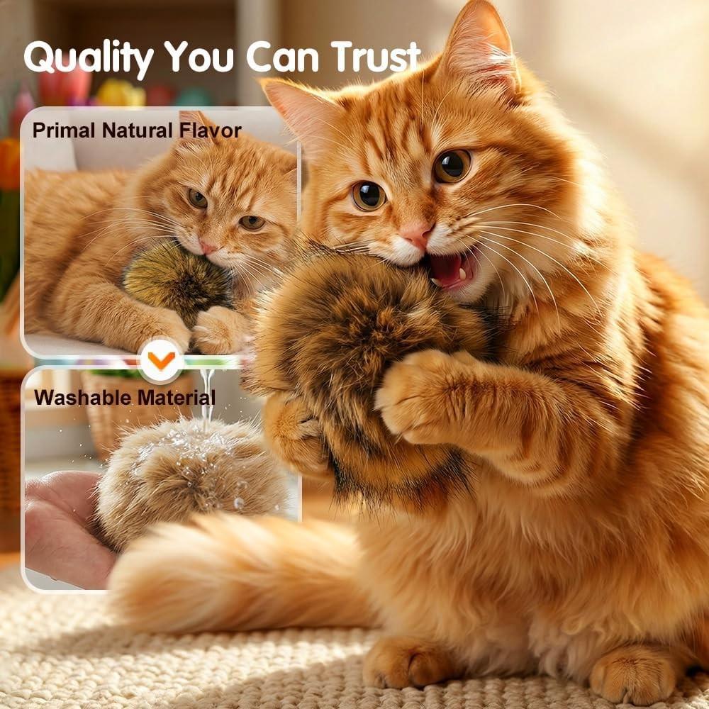 Cat Toy Faux Rabbit Fur Ball, Ultra Soft Interactive Catnip Balls, 2026 New Soft Rabbit Fur Catnip Balls, Fluffy Catnip Toy for Indoor Cats, Soft, Washable and Real Rabbit Fur Cat Toys, Cat Exercise Ball for Indoor