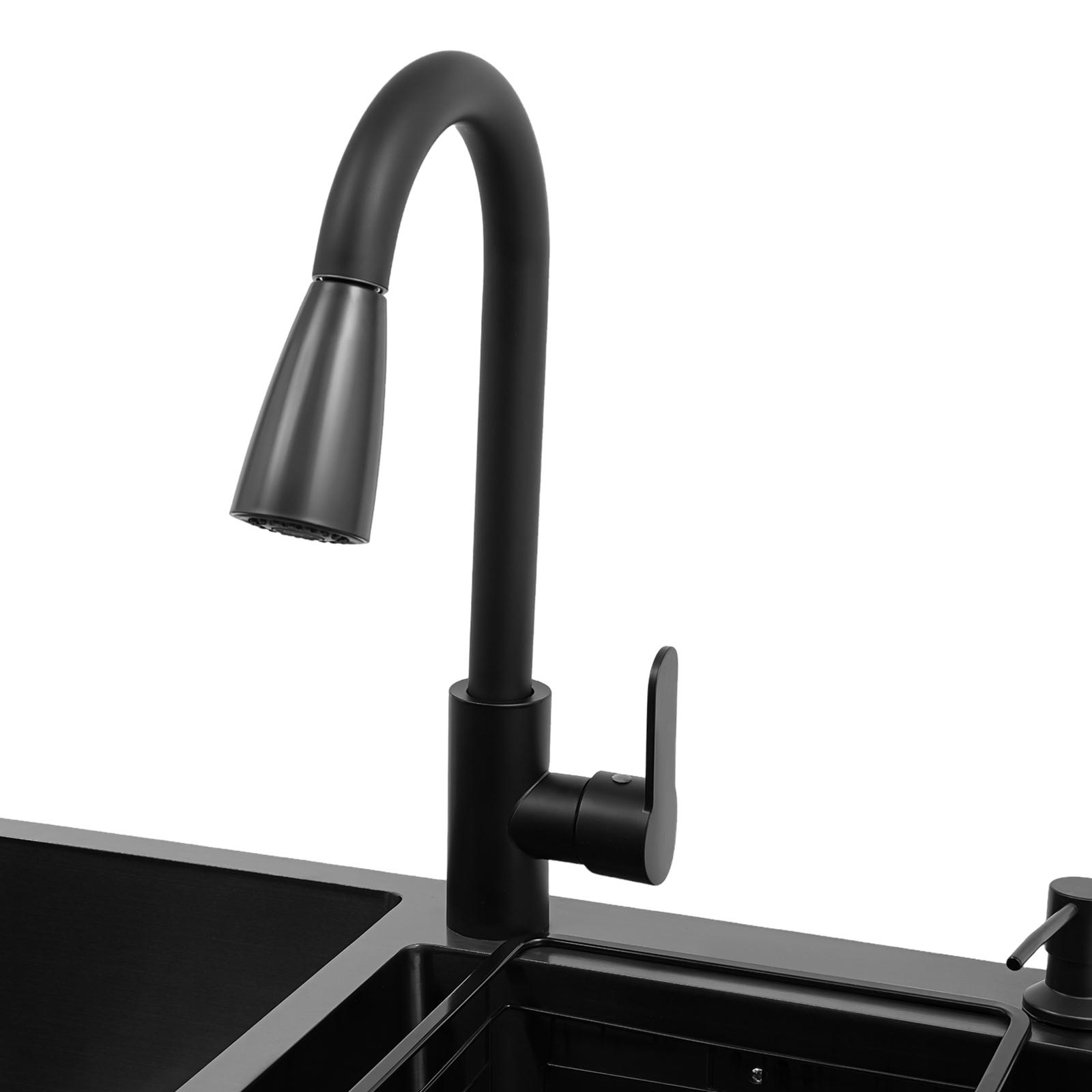 Laundry Utility Sink with Cabinet & Pull-Down Faucet Freestanding Stainless Steel Utility Sinks with 2 Doors Deluxe Bouble Kitchen Sink Wash Station Tub for Laundry & Kitchen, Bathroom(Black) Laundry Utility Sink with Cabinet & Pull-Down Faucet Freestanding Stainless Steel Utility Sinks with 2 Doors Deluxe Bouble Kitchen Sink Wash Station Tub for Laundry & Kitchen, Bathroom(Black)