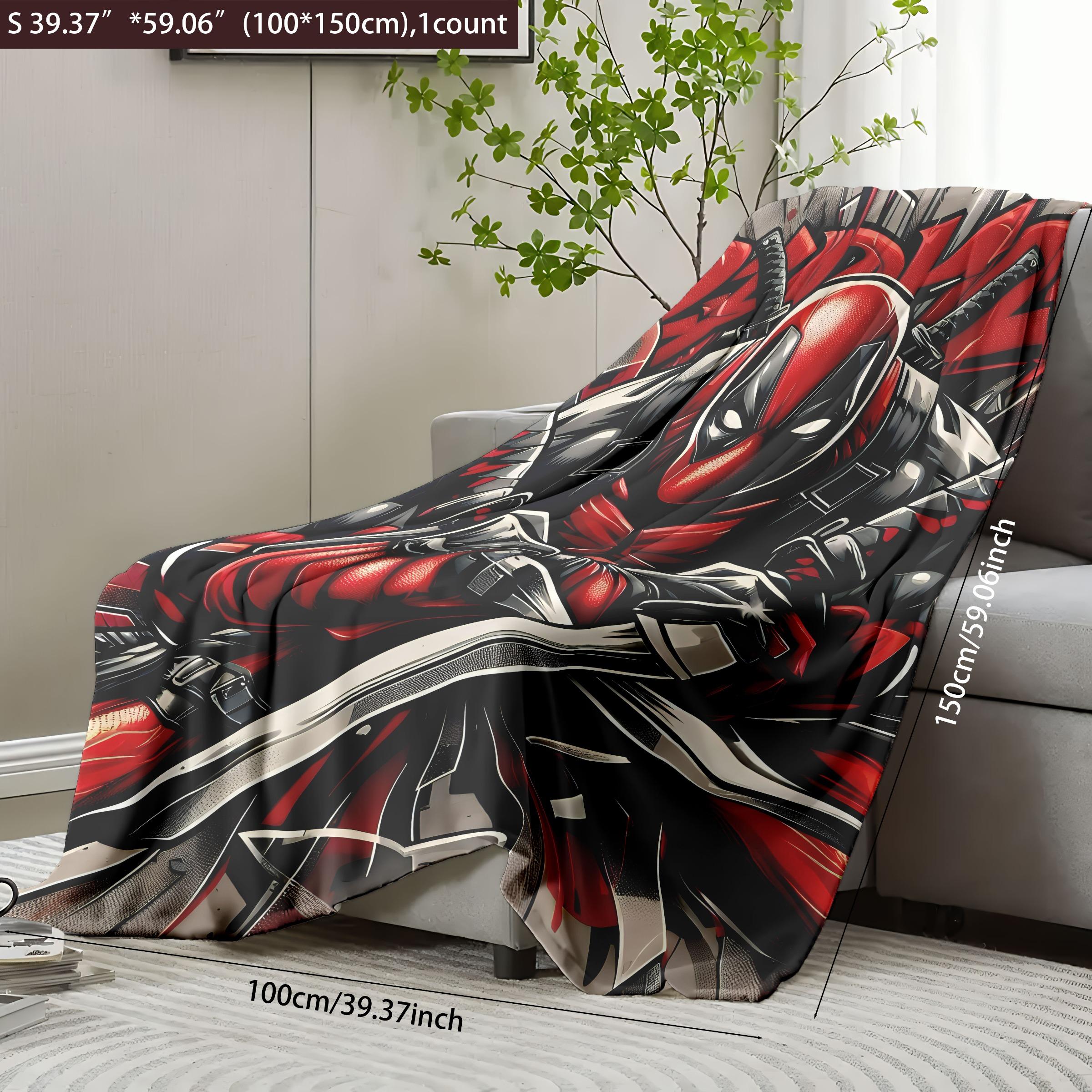 Deadpool Graffiti - Style Flannel Blanket - Skin - friendly Water Wash, High - grade Plush, Vivid Comic Print, Double Warmth, Multi - Scenario Use (Bed/Sofa/Lounging), Ideal Gift for Marvel & Superhero Fans