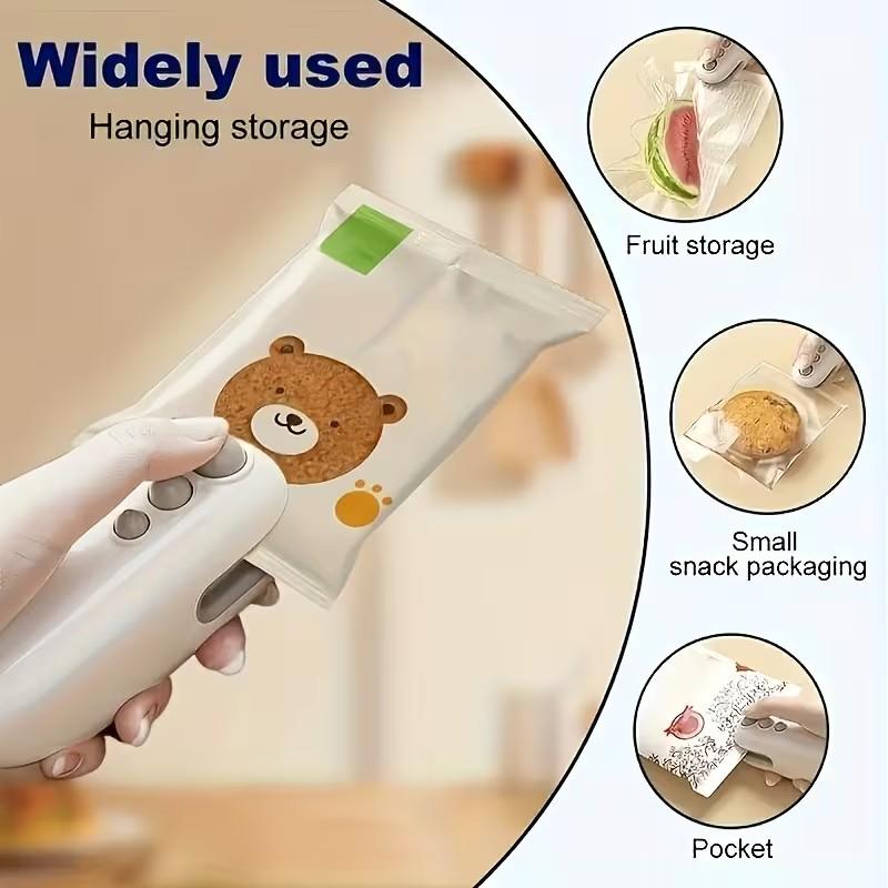 1PCS Mini Bag Sealer Rechargeable Handheld Magnetic Heat Sealer 2 In 1 With Cutter Food Freshness Snack Sealing Portable Home Kitchen Sealing Tool