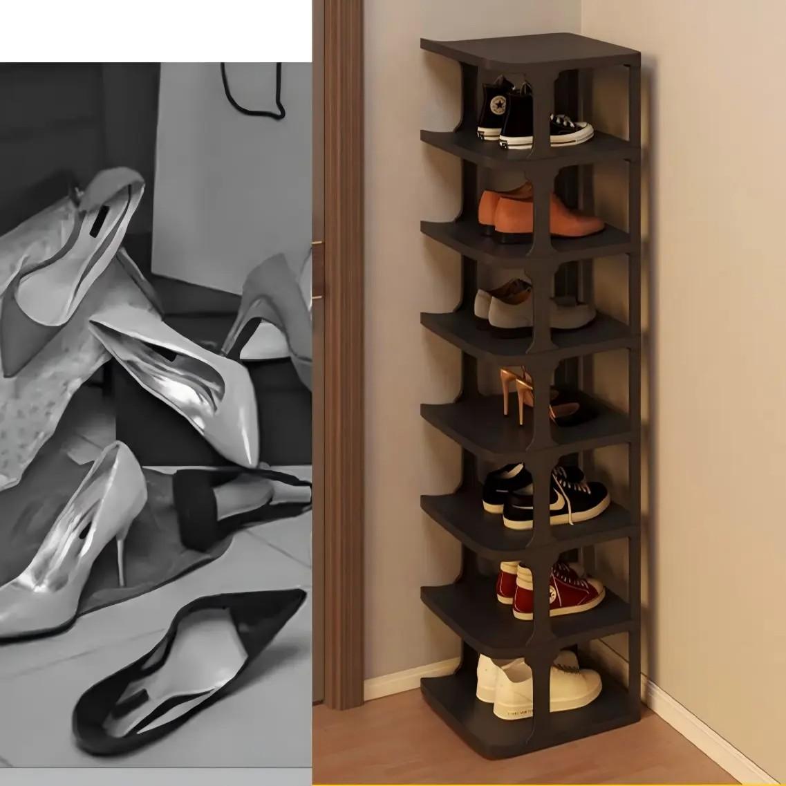 👟 Slim Tall Multifunctional Shoe Rack Shoe Holder for Entryway for Tight Spaces｜9-Tier Stackable Entryway Shoe Storage Organizer for Closet, Corner, Front Door