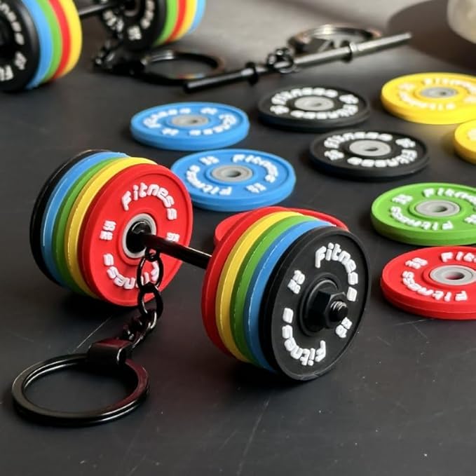 Mini Dumbbell Keychain, Fitness Weight Plate Keyring, Gym Lover Gift, Portable Bag Charm, Motivational Workout Accessory for Men Women
