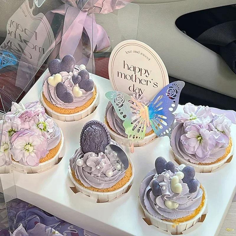 12pcs/set Folding Rose Gold Butterfly Cake Toppers Illusion Butterflies Holiday Party Decoration Supplies