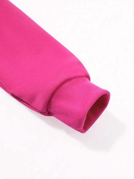 Cartoon Girl Printed Loose Sports Hoodie for Girls, Elastic Fabric, Graphic Print Sweater, Casual Spring & Fall Sweatshirt, Perfect for Outdoor & Indoor Activities