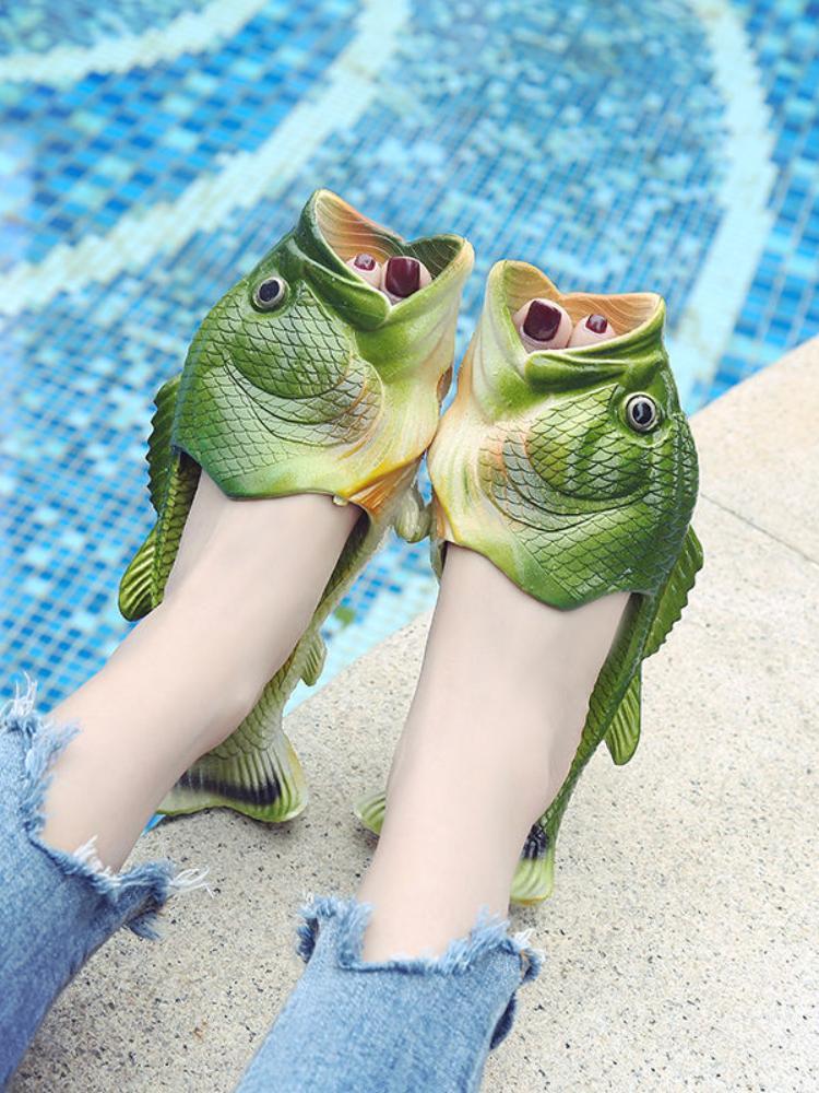 Slippers Man Funny  Footwear Family Shoes Parent-child Sandals Plus Size 24-47 Summer Beach Shoes Boys Unisex Fish Slippers 2023