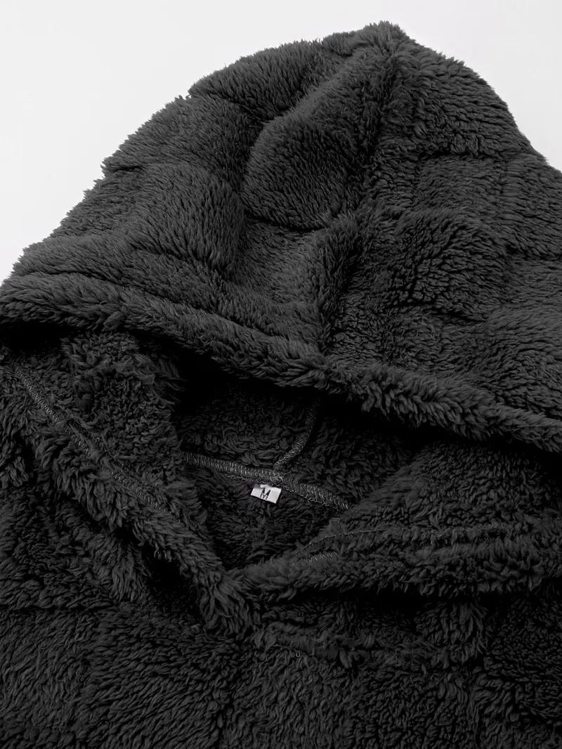 KZZ NewYork Hoodie Men's Letter Embroidery Pocket Textured Flannel Hoodie, Loose Casual Long Sleeve Hooded Sweatshirt for Fall & Winter, Menswear for Daily Wear, Mens Clothing Tops Pullover christmas gifts for him