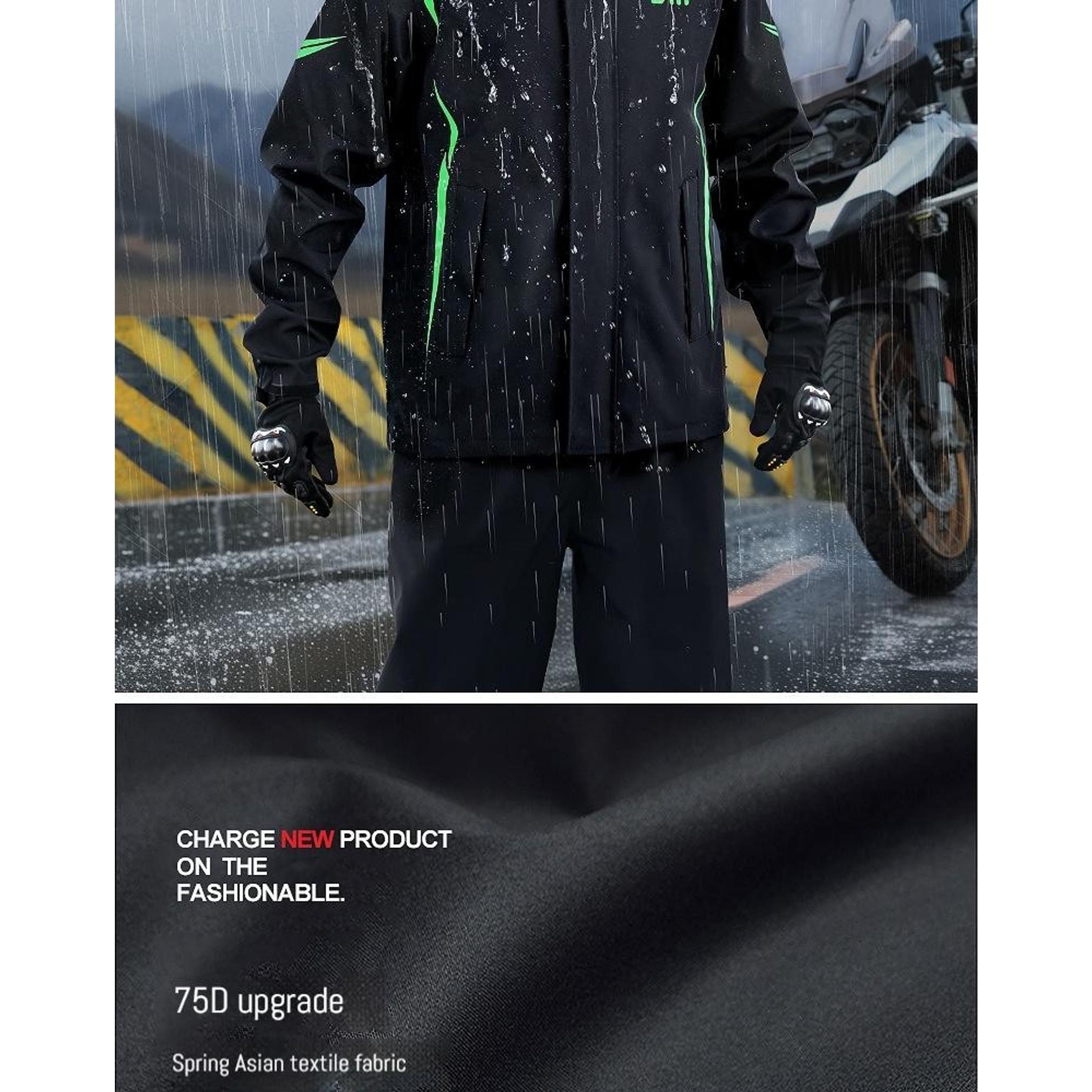 Men's Motorcycle Rain Suit, Split Raincoat & Rain Pants, Waterproof Storm Proof Riding Gear, 1 Set