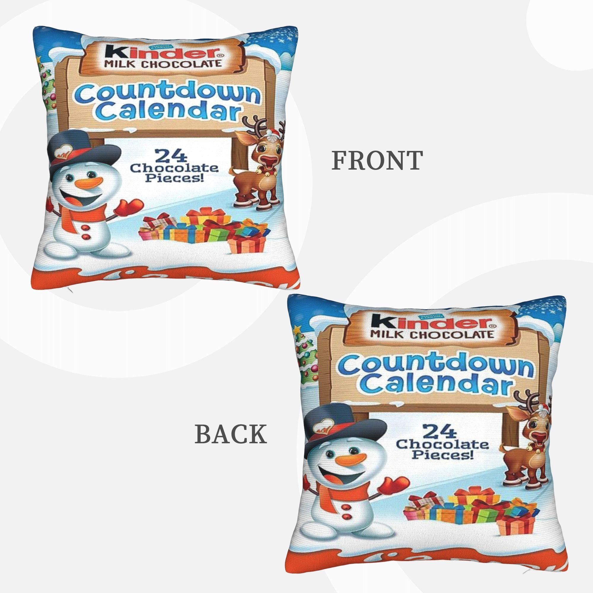 1 piece Kinder Chocolate Countdown Calenda 2 Pack Individually Wrapped Chocolate Candy, 2024 Advent Calendar 8 Oz Total throw pillow cover Decorative Accent for Home Christmas Soft Machine Washable Decorative Cushion Covers Without Pillow Cores