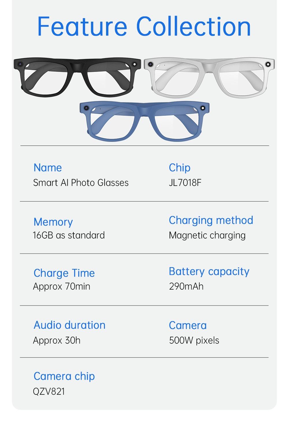 2026 New Smart Glasses Aimb S2 Max, HD Camera, Ai Translation, Video Recording, Bluetooth-compatible Music, Blue Light Blocking, Unisex Daily Wear, Multifunctional Smart Glasses