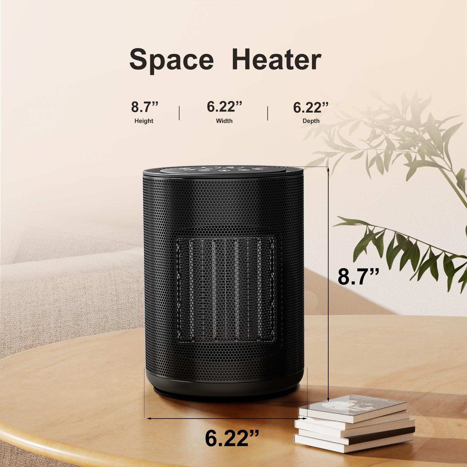 Space Heater, 1500W PTC Portable Ceramic Space Heater with Fan,Heater with Digital Thermostat & Remote(40-86°F), 24H Timer, 5 Modes, ECO Mode, Overheat and Tip-Over Protection, Fast Heating for Bedroom, Office, and Home Indoor Use Space Heater, 1500W PTC Portable Ceramic Space Heater with Fan,Heater with Digital Thermostat & Remote(40-86°F), 24H Timer, 5 Modes, ECO Mode, Overheat and Tip-Over Protection, Fast Heating for Bedroom, Office, and Home Indoor Use