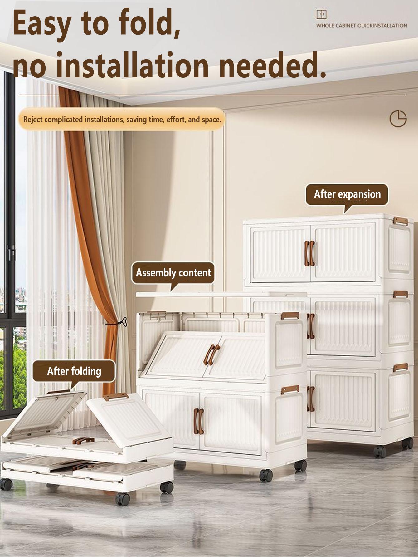 Foldable Snack Storage Rack, Multi-Layer Toy Organizer, Home Kitchen Cabinet, Living Room Display Shelf, Space-Saving Design, Organizing