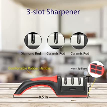 （black）Knife Sharpener - 3 Stage Knife Sharpening Tool