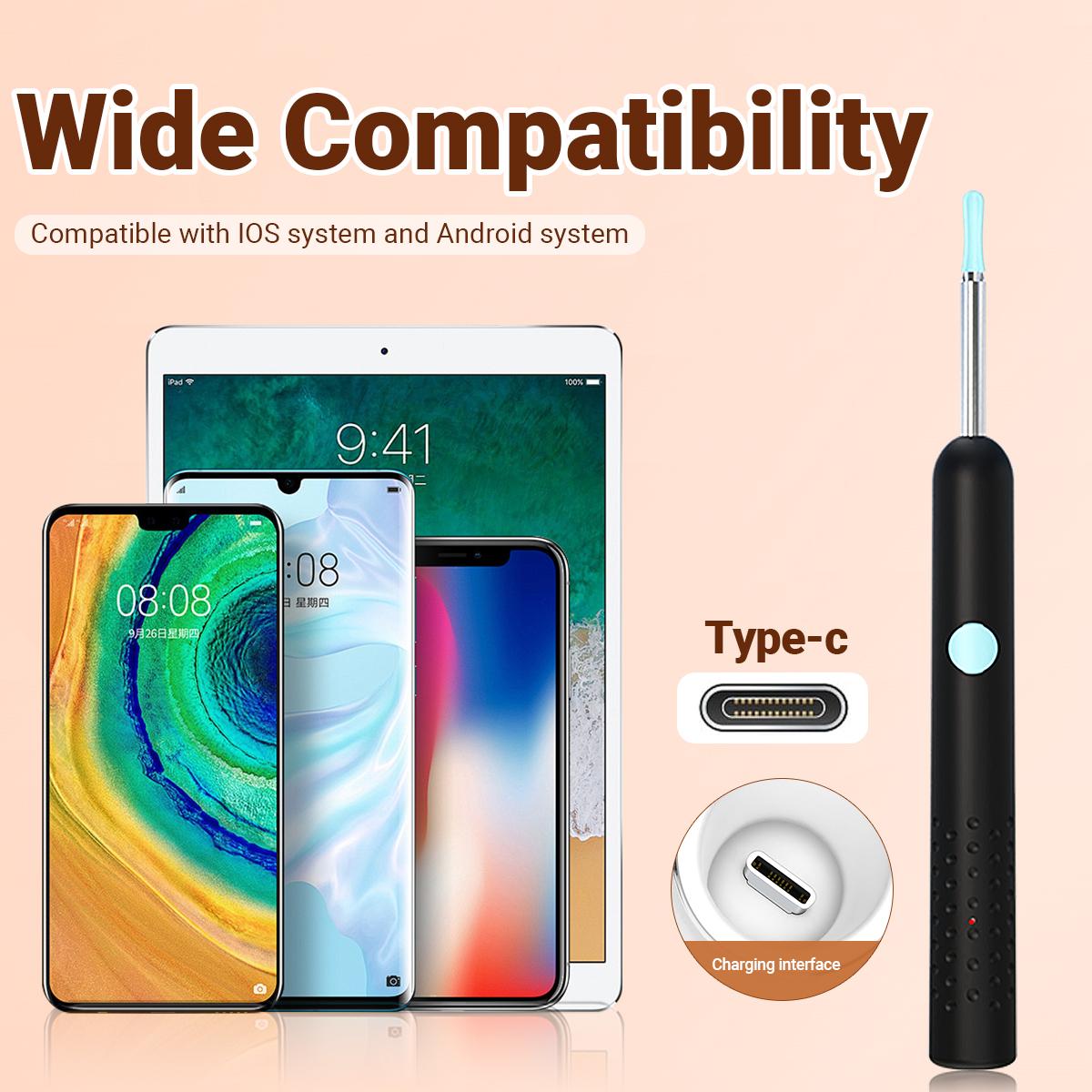 Ear Wax Removal Kit, 1296P/1080P HD Camera Wireless WiFi Visual Endoscope with 6 Soft Tips, Waterproof Portable Light-Up Ear Irrigation Tool for iOS & Android Safe Canal Cleaning free samples ear wax removal tool Ear Pick